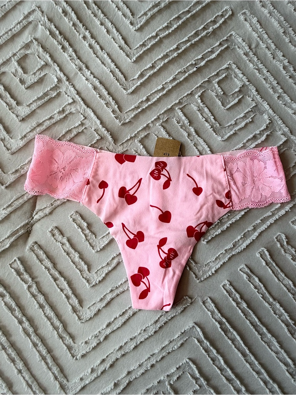 NWT PINK Cherry Thong Panties | S